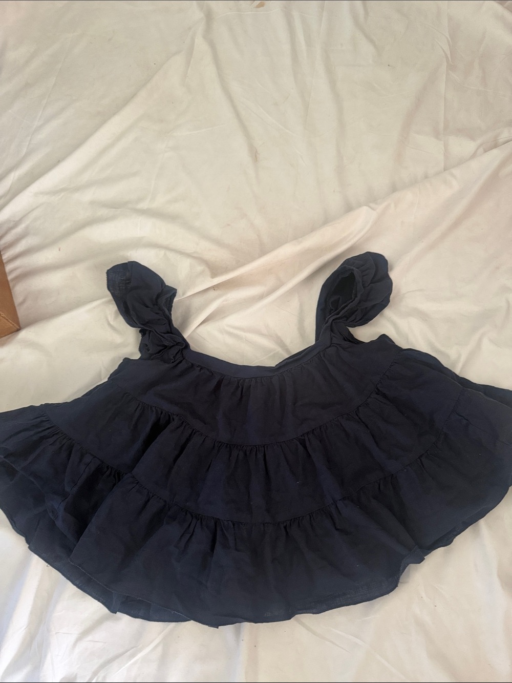 Navy Ruffled Tiered Crop Top